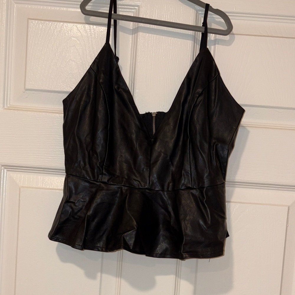 Free People Black Faux Leather Camisole